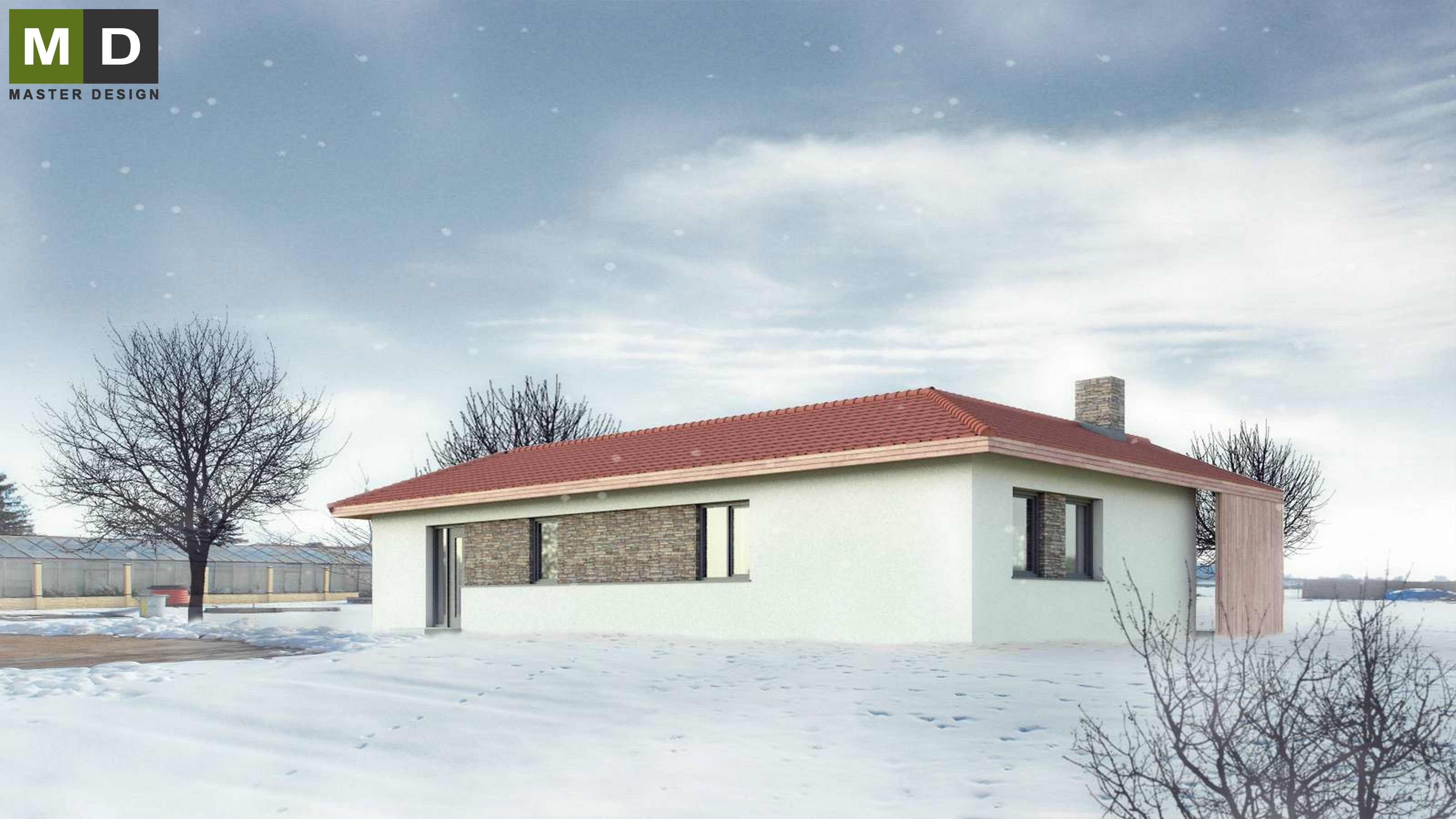 Přízemní bungalov do U se zastřešenou terasou - Slavkov u Brna - Vizualizace 3