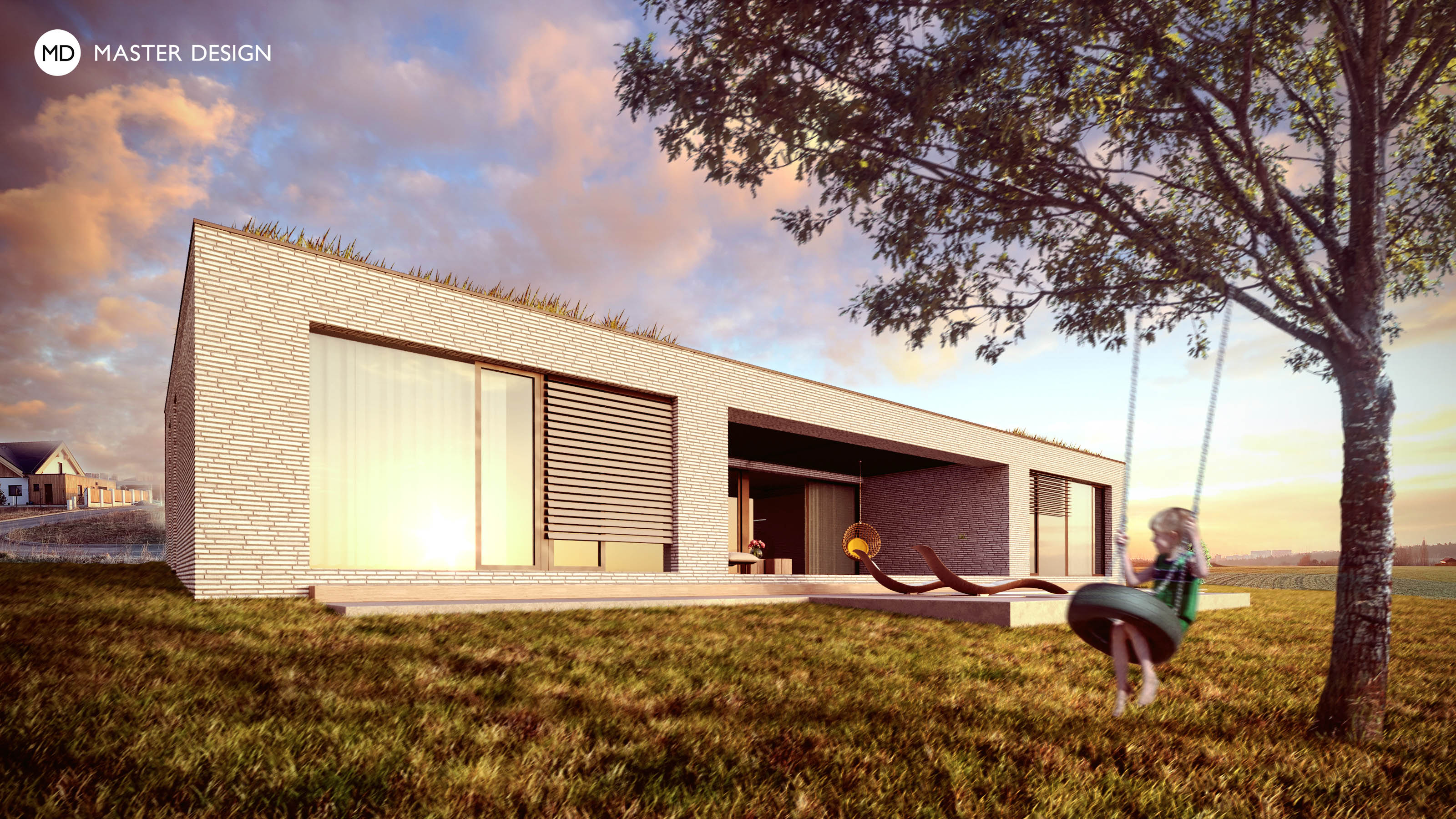 Symmetrical bungalow with bio-climatic pergola – Ostrava - Vizualizace 1