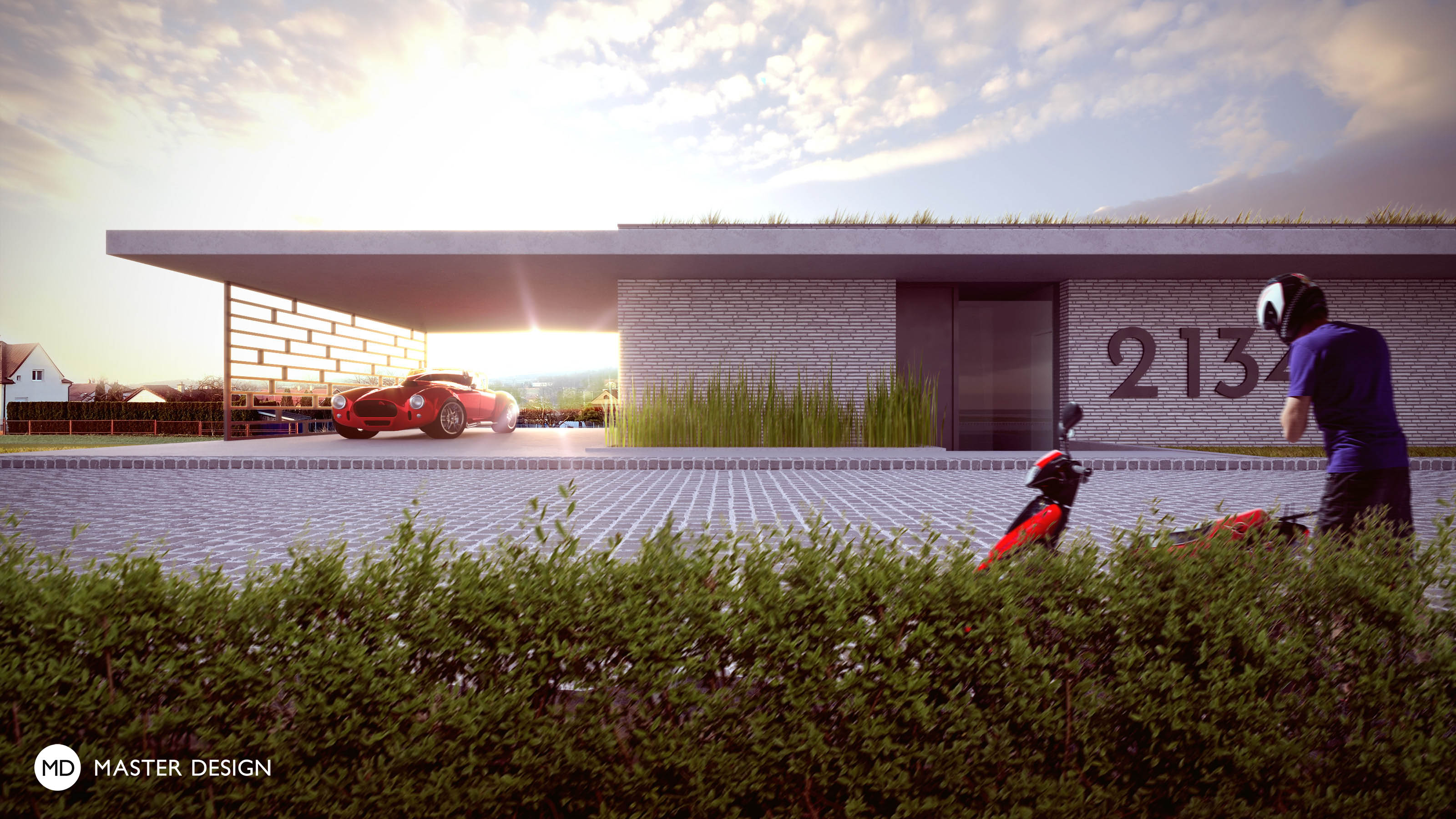 Symmetrical bungalow with bio-climatic pergola – Ostrava - Vizualizace 3
