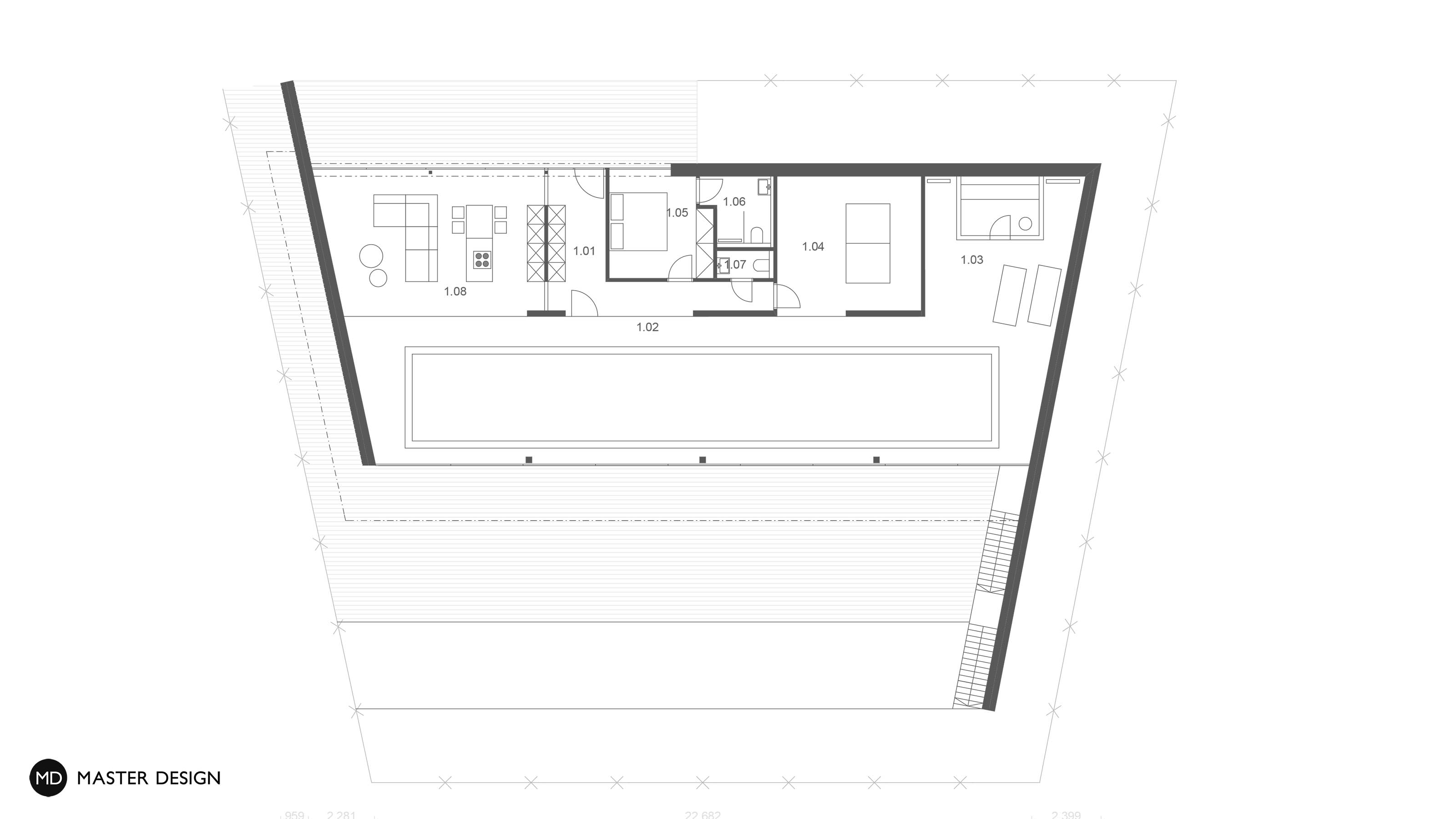 Zahradní domek s 20 metrovým plaveckým bazénem - Vysoký Újezd - Vizualizace 4