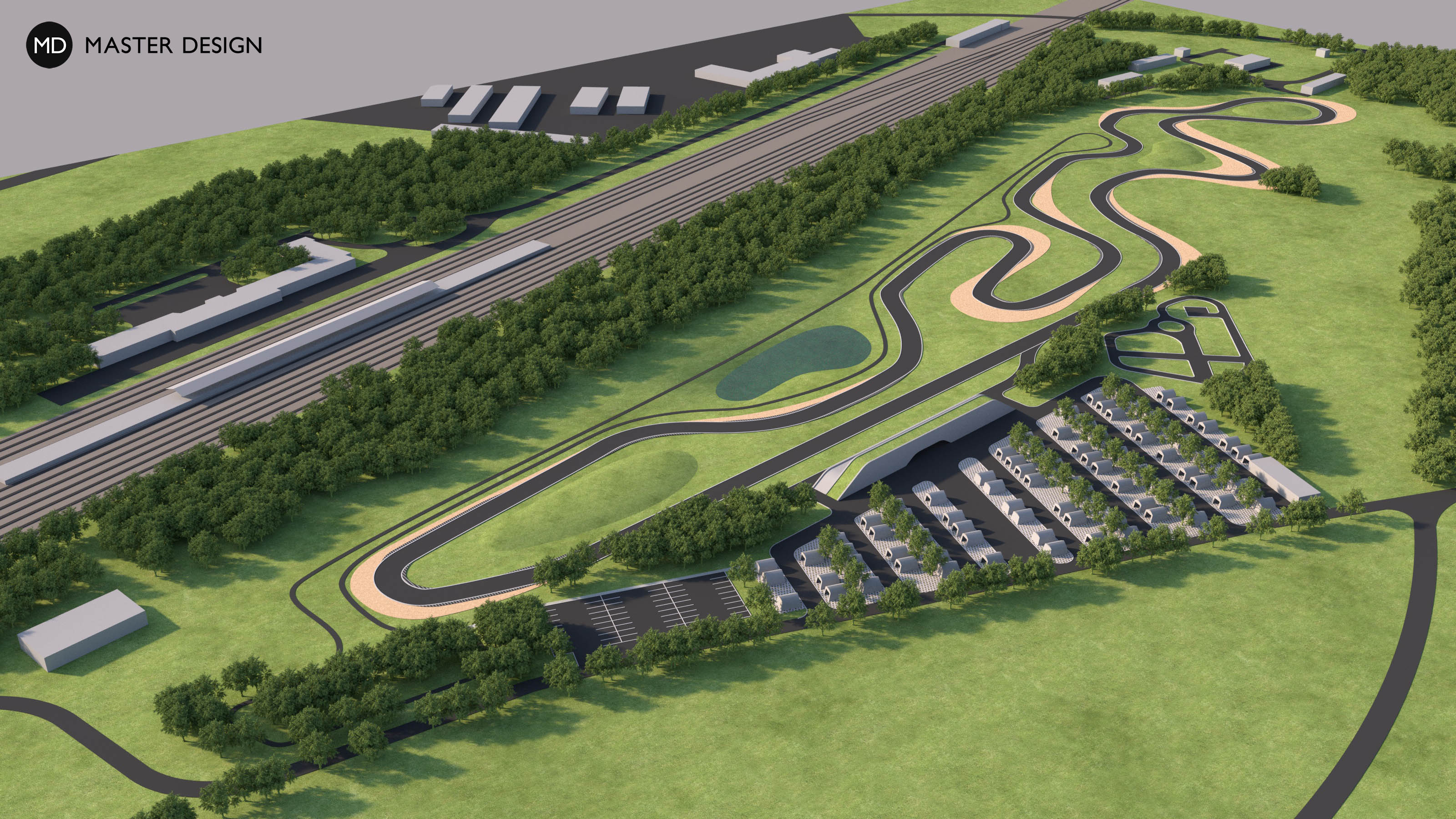 Závodní okruh Motokáry Oldřichov s administrativní budovou, restaurací a campem - Teplice - Vizualizace 2