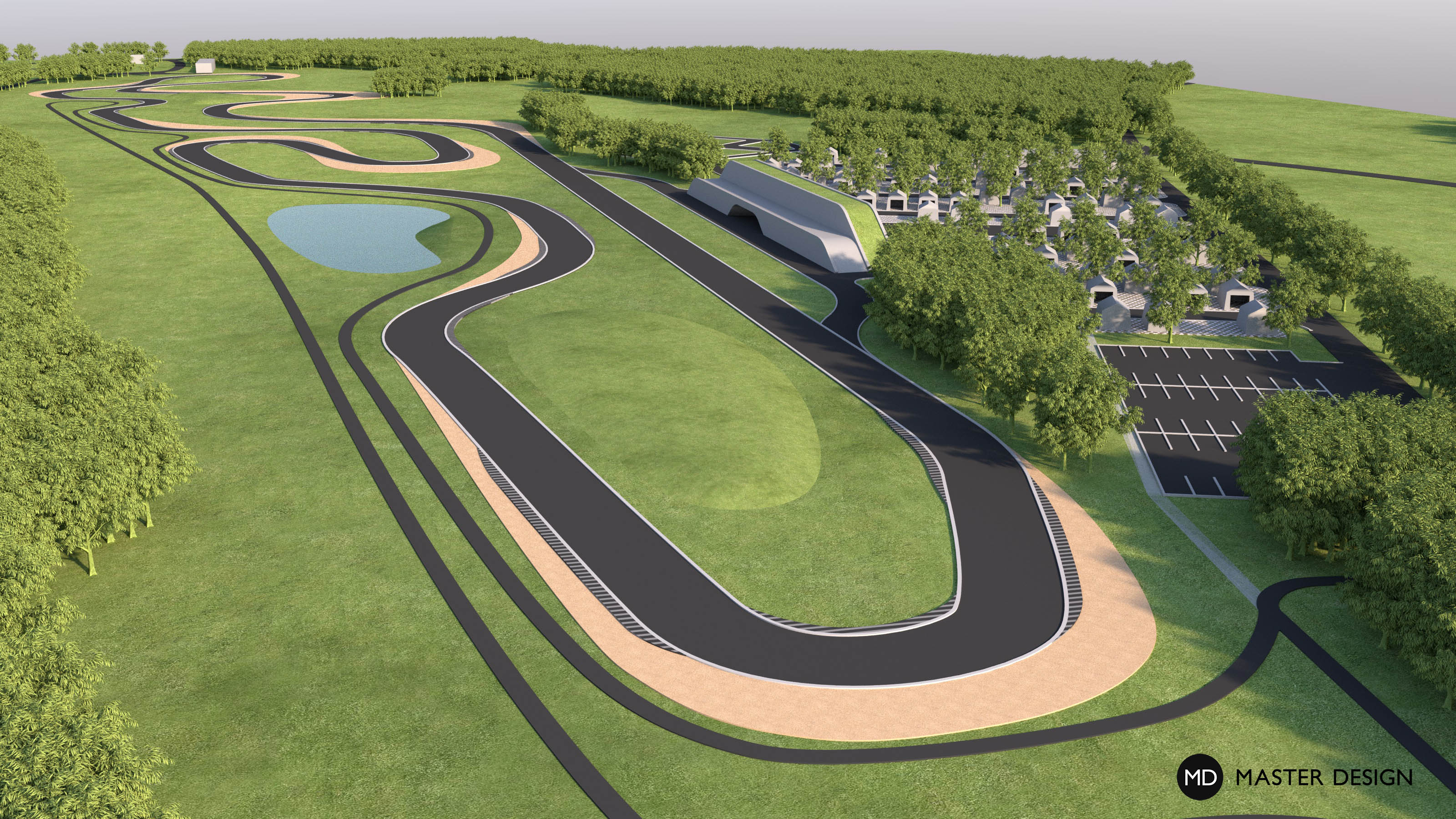 Závodní okruh Motokáry Oldřichov s administrativní budovou, restaurací a campem - Teplice - Vizualizace 3